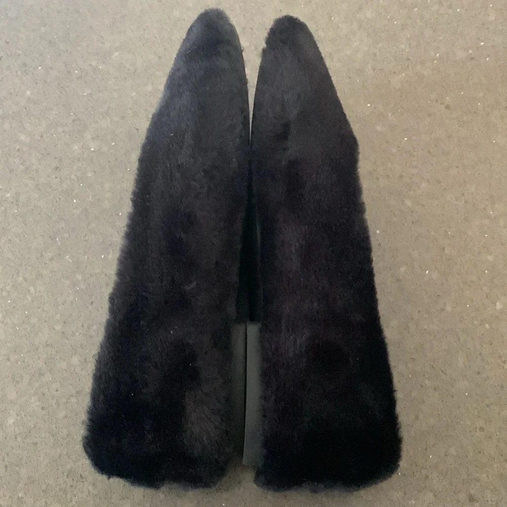 Vivaia Margot 2.0 Black Mink Faux Fur Flats 9